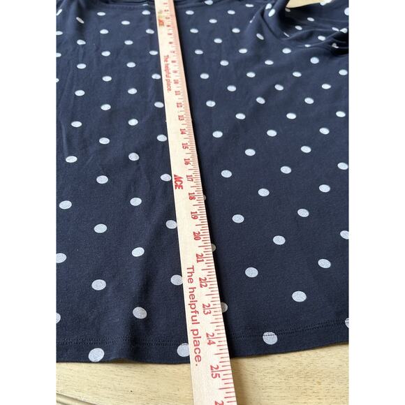 Lands End Womens Polka Dot Shirt 2X Cotton Knit Black White Boat Neck Plus Size - Picture 12 of 12